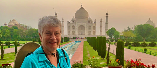 Elsa in front of Taj Mahal, Agra, India
